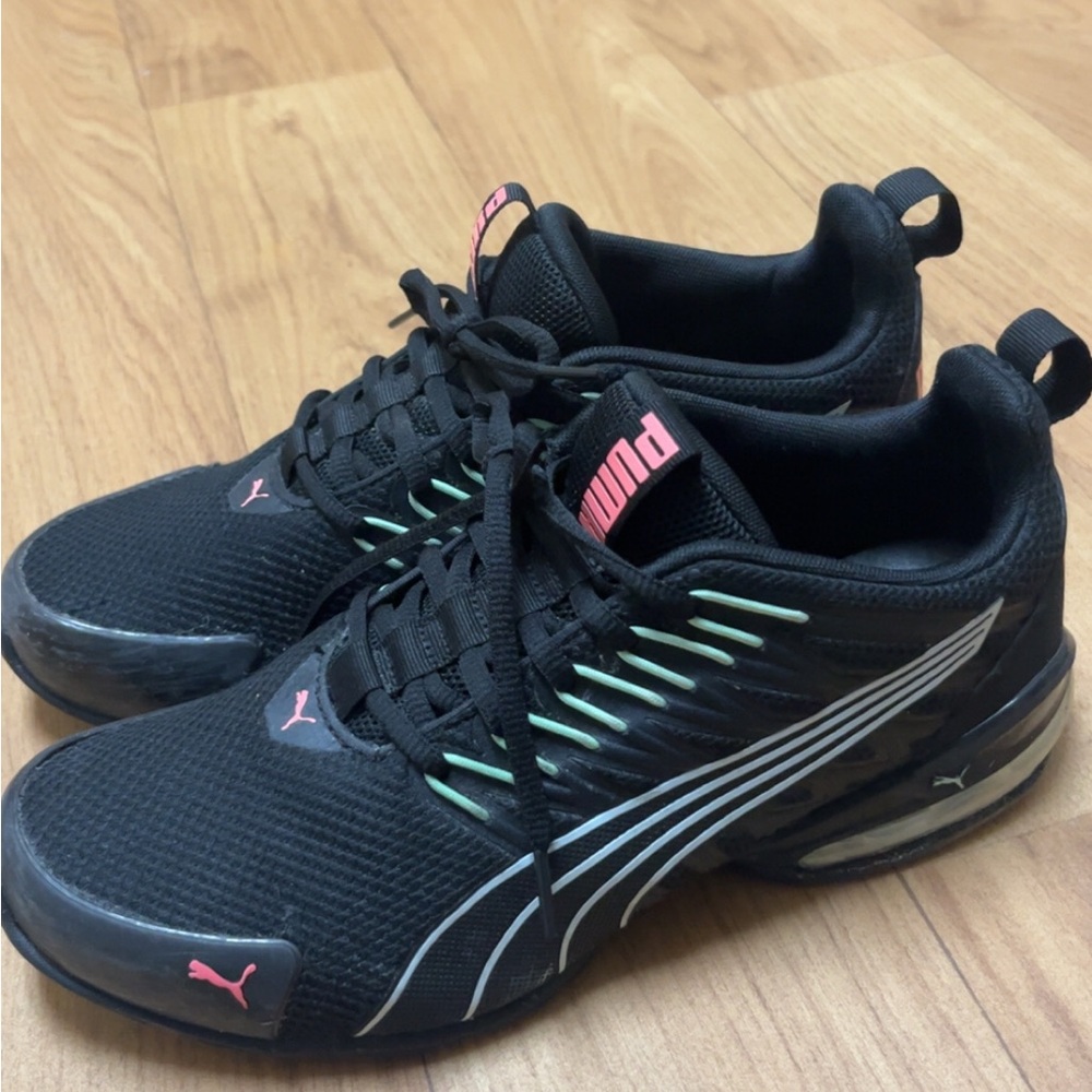 Puma Black Sneakers with Pink and White Details